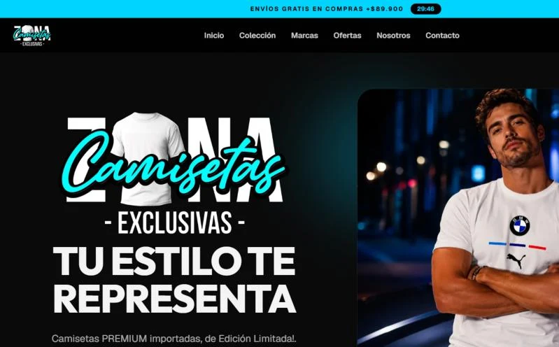 Página de inicio de la tienda Zona de Camisetas Exclusivas