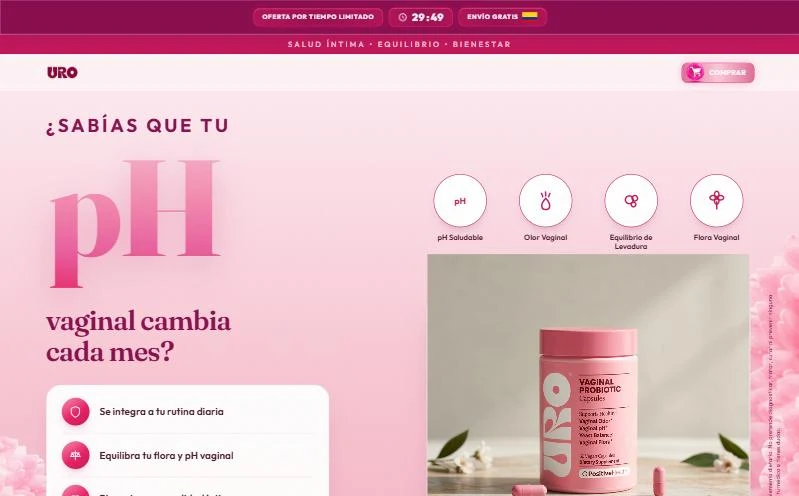 Landing page de venta del producto URO